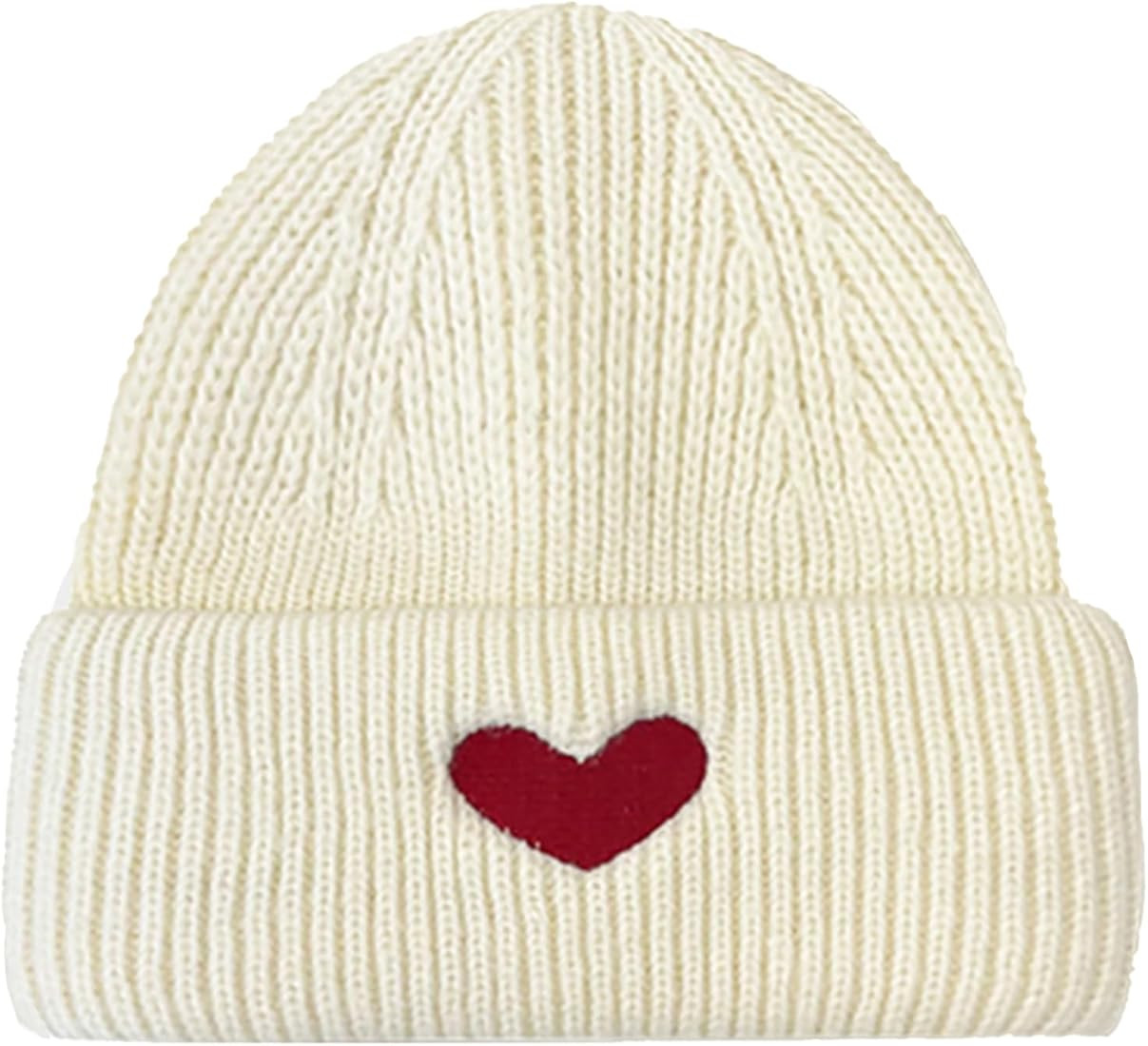 CORIRESHA Women's Cute Heart Embroidery Beanie Soft Knitted Hat Valentine's Day Gift | Amazon (US)