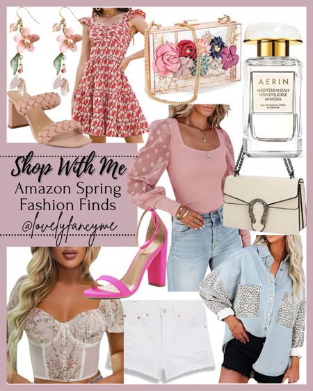Amazon spring fashion finds! Florals, prints, and colors. Xoxo! 

Spring outfits, spring dresses, floral dresses, bustier too, corset top, jean jacket, leopard print, denim jacket, Levi’s jean shorts, white shorts, gucci dupe purse, crossbody bag, clear clutch, floral purse, spring purses, tan heels, braided heels, amazon fashion, Amazon beauty, Amazon finds, amazon faves, spring finds, aerin perfume, spring perfume, floral earrings, hot pink heels, chunky heels, nude heels, pink bodysuit #amazon #amazonlooks #collage #floral #spring #springoutfit #springlooks #LTKitbag #LTKworkwear #LTKtravel #LTKunder100 #LTKU #LTKSeasonal #LTKSpring 

#LTKbeauty #LTKFind #LTKworkwear