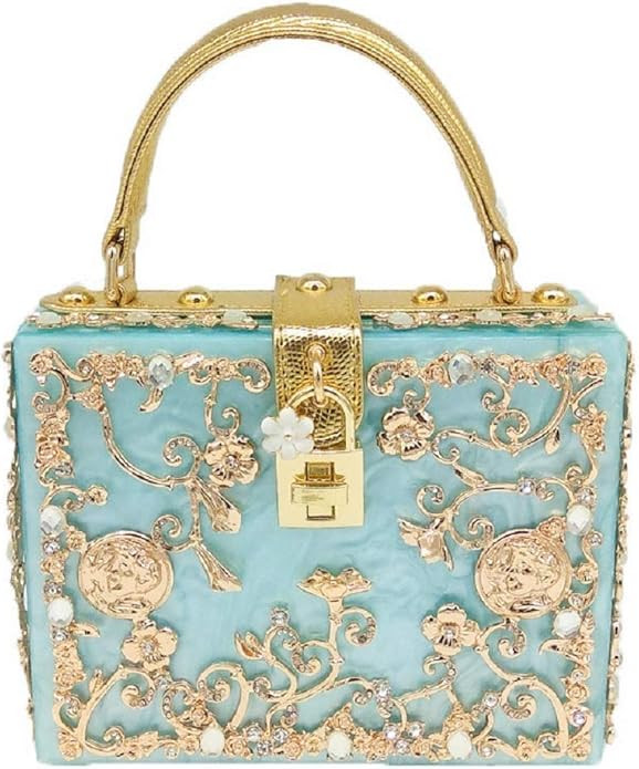 Boutique De FGG Acrylic & Flower Designer Shoulder Bags for Women Crossbody Bag Rhinestones Box T... | Amazon (US)