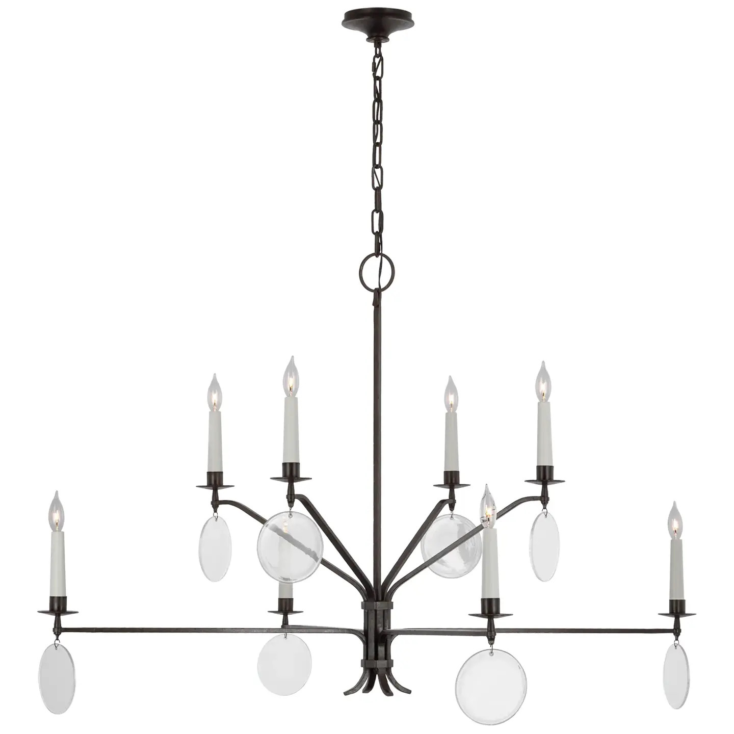 Chapman & Myers for Visual Comfort Signature Danvers Grande Two-Tier Chandelier in Aged Iron with... | Chairish