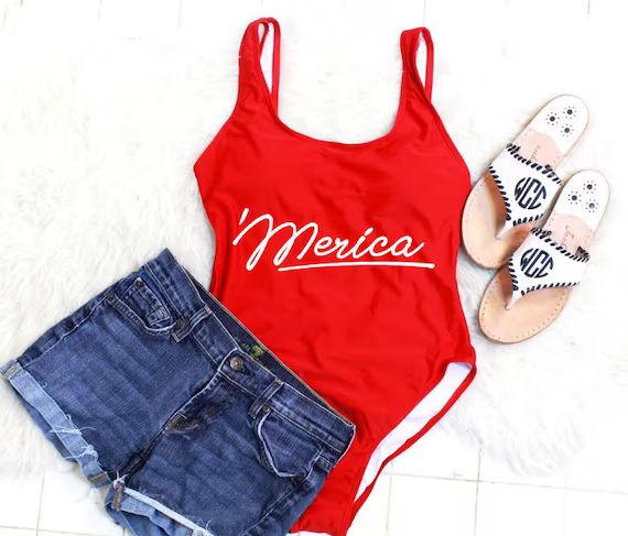 Merica Swimsuit. America Swimsuit. 4th of July outfit women. Fourth of july swimsuit. 4th of july... | Etsy (US)