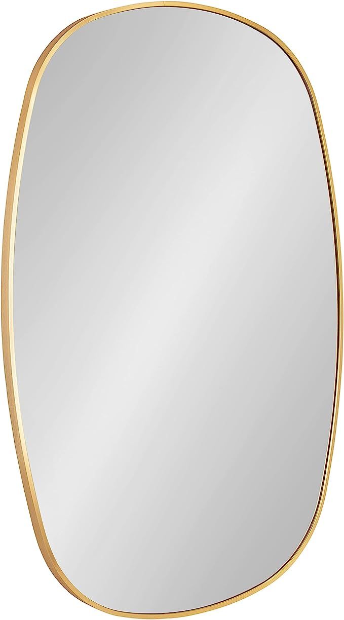 Kate and Laurel Zayda Danish Framed Wall Metal Minimalist Oval Mirror with Rounded Curves, 24x36,... | Amazon (US)