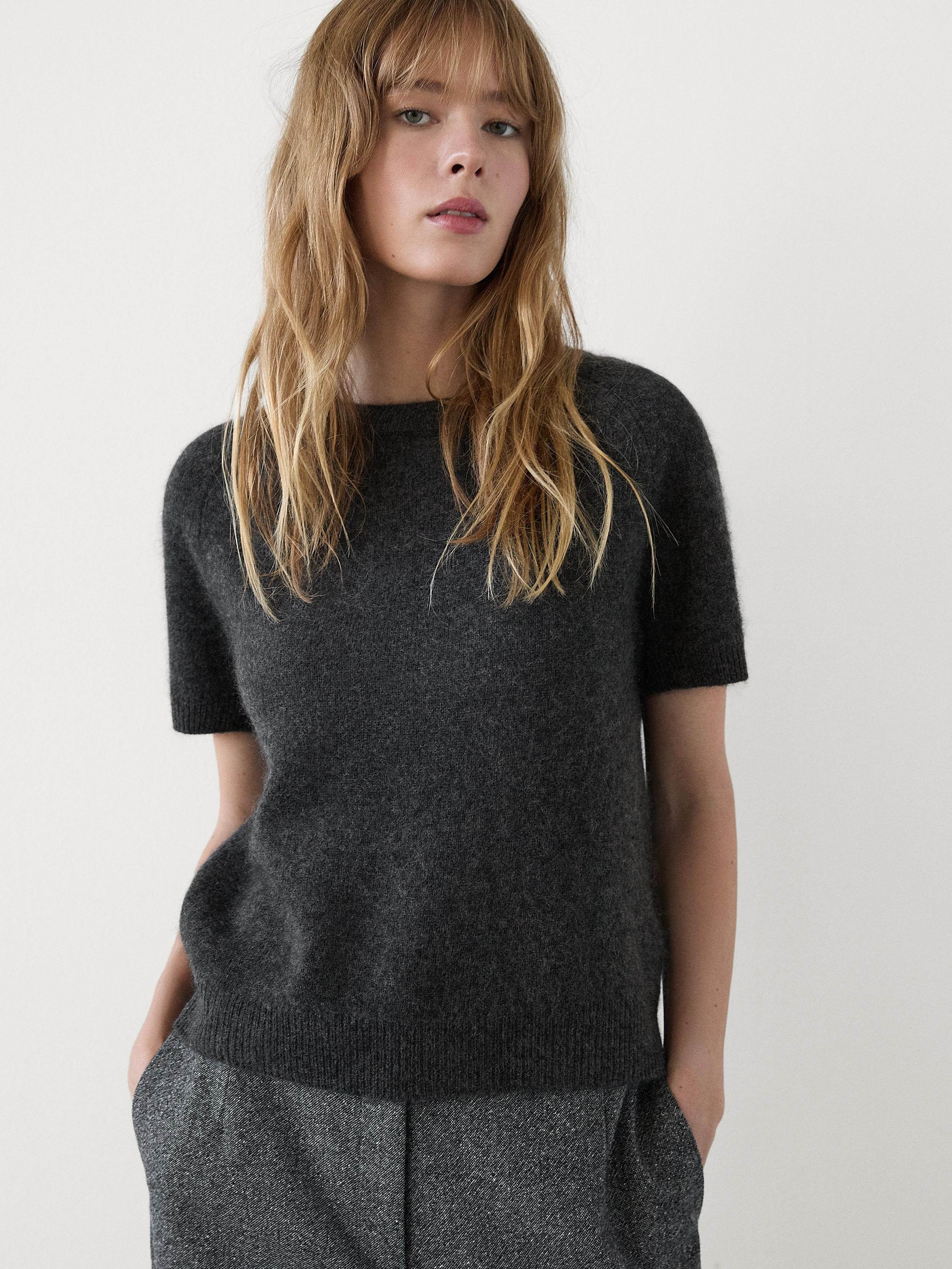Pullover Kurzarm gebürstetes Wollmischgewebe | Massimo Dutti DE