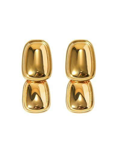 House of Hunter Double Drop Statement Earrings – Modern Gold-Tone Lightweight Earrings for Women | Amazon (US)