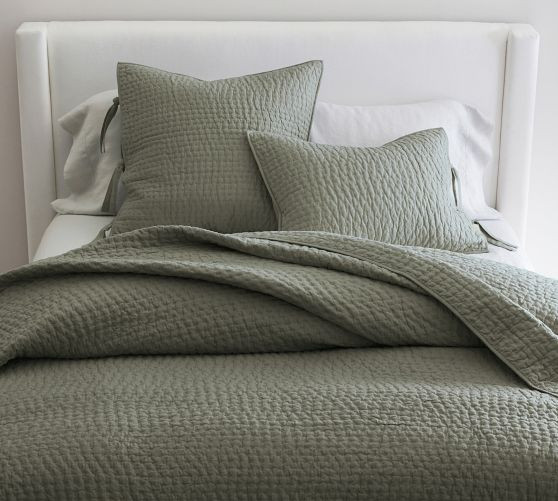 Pick-Stitch Handcrafted Cotton Linen Quilt | Pottery Barn (US)