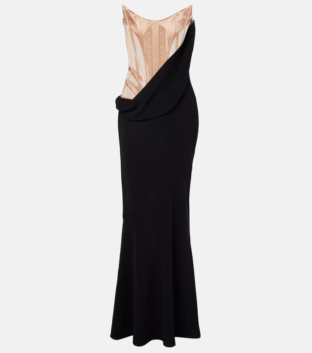Draped mesh, satin, and velvet corset gown | Mytheresa (INTL)