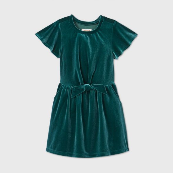 Toddler Girls' Velour Short Sleeve Dress - Cat & Jack™ Green | Target