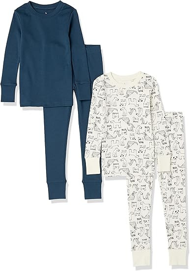 Amazon Aware Unisex Kids and Toddlers' Snug Fit Footless Cotton Pajamas, Pack of 4 | Amazon (US)