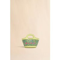Green Wavy Raffia-Effect Tropicalia Micro Bag | Color: Gardengreen | Curio