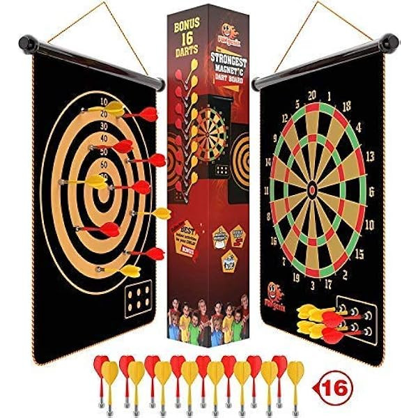 Mixi Magnetic Dart Board for Kids, Outdoor Toys Kids Games Double Sided Dart Board Games Set for Boy | Amazon (US)