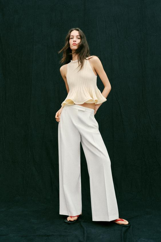 PLEATED WIDE LEG PANTS | Zara US
