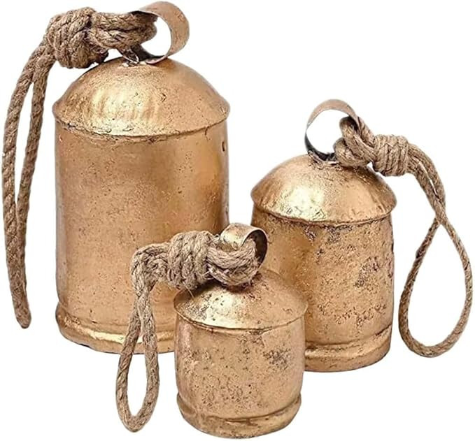 Metal Hanging Cow Bells, 3 Large Vintage Metal Cowbells, Giant Gold Brass Cowbell with Country Style | Amazon (CA)