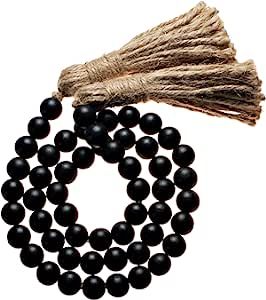 Wood Bead Garland with Tassel, Beaded Garland, Decorative Wooden Beads Garland, Farmhouse Beads w... | Amazon (US)