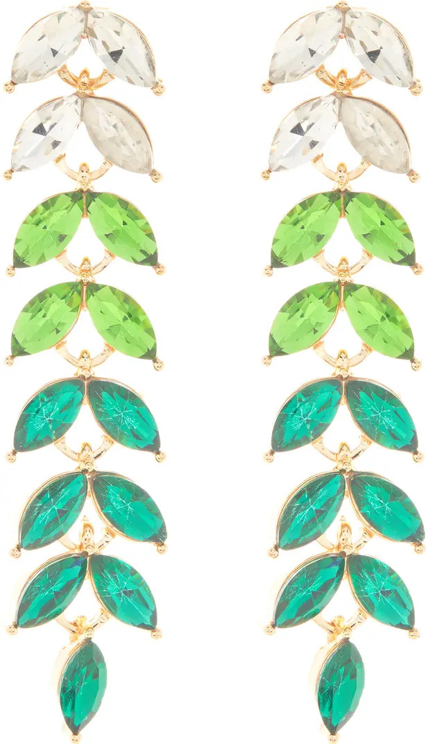 Leaf Ombré Crystal Linear Drop Earrings | Nordstrom Rack