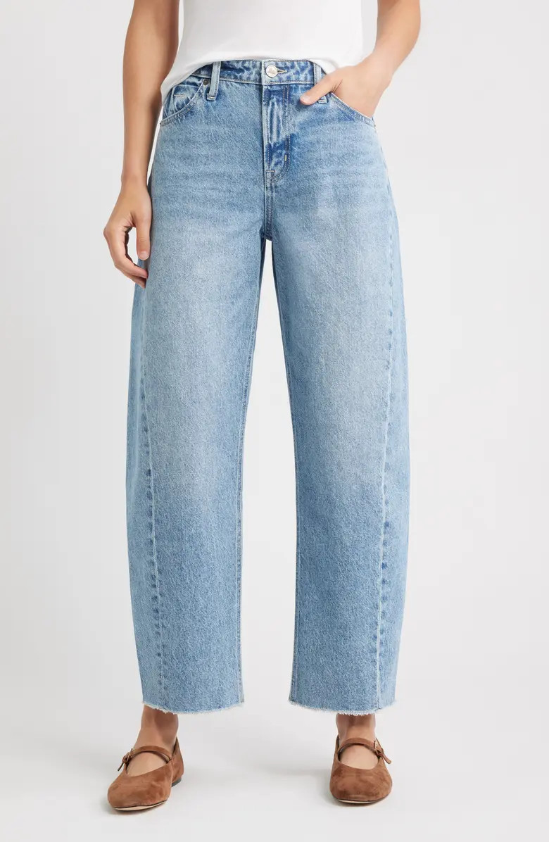 CITY BLUES Raw Hem High Waist Ankle Barrel Leg Jeans | Nordstrom | Nordstrom