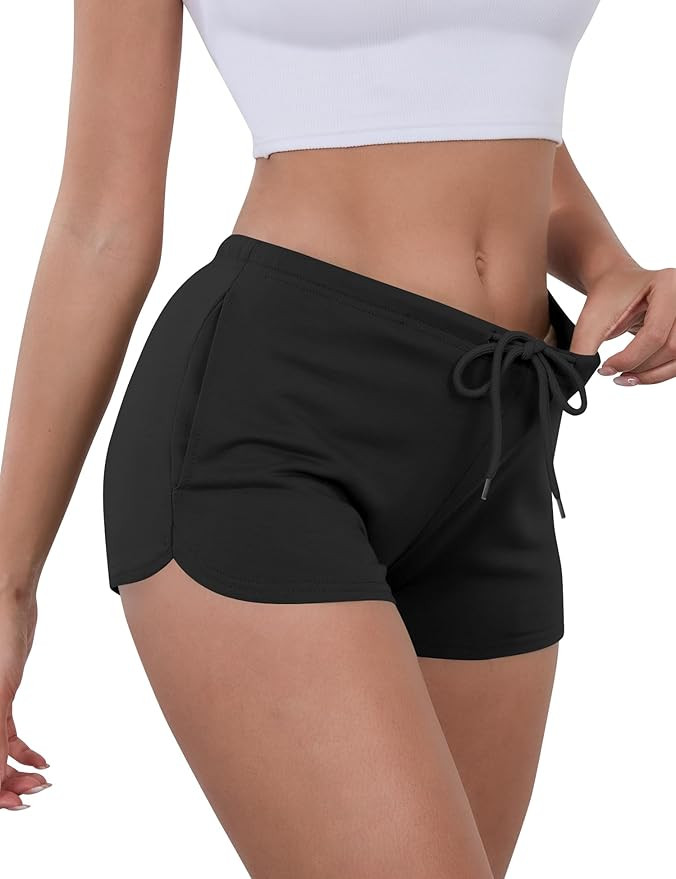 IECCP Sweat Shorts Women Comfy Workout Athletic Dolphin Shorts Low Rise Lounge Pajama Mini Shorts... | Amazon (US)