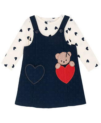 Rare Editions Little Girls Heart Pocket Jumper with Matching Shirt, 2 pc - Macy's | Macy's