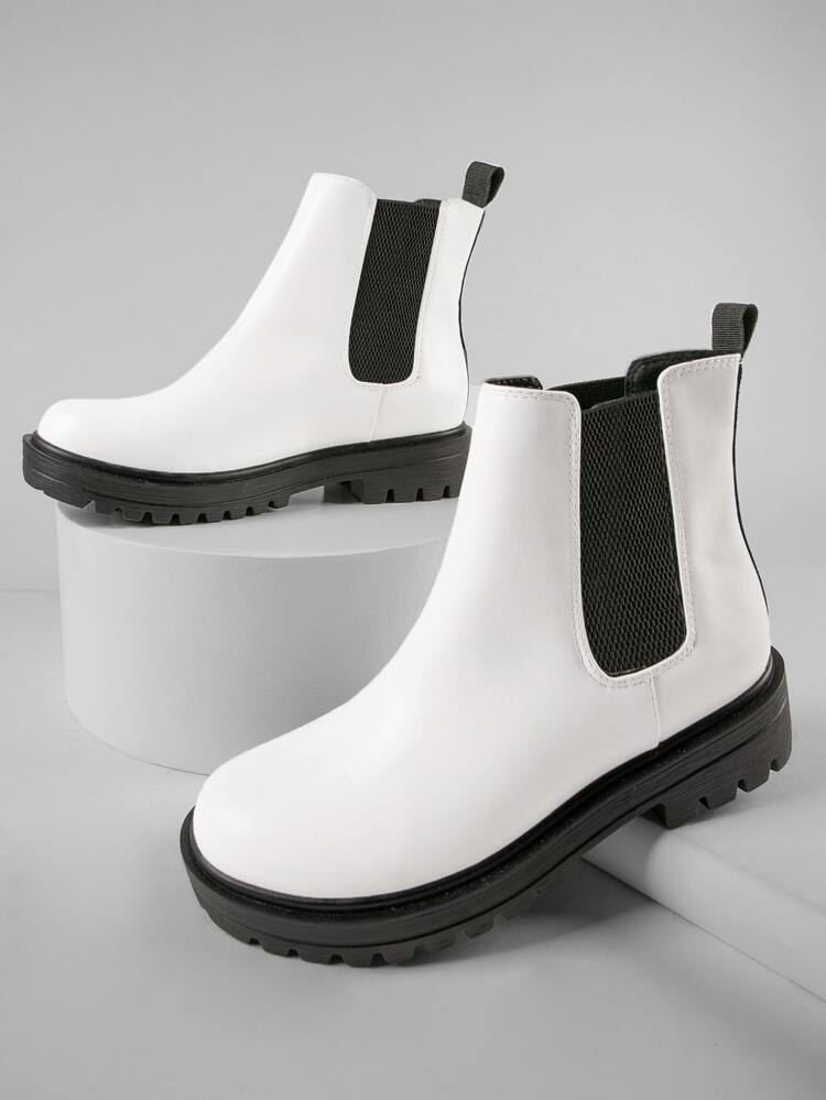 Faux Leather Ankle Chelsea Booties | SHEIN