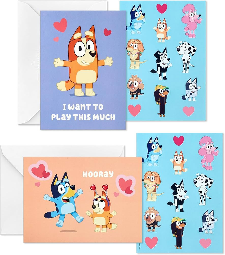 Hallmark Bluey Valentines Day Cards and Stickers for Kids School (24 Classroom Valentines with En... | Amazon (US)