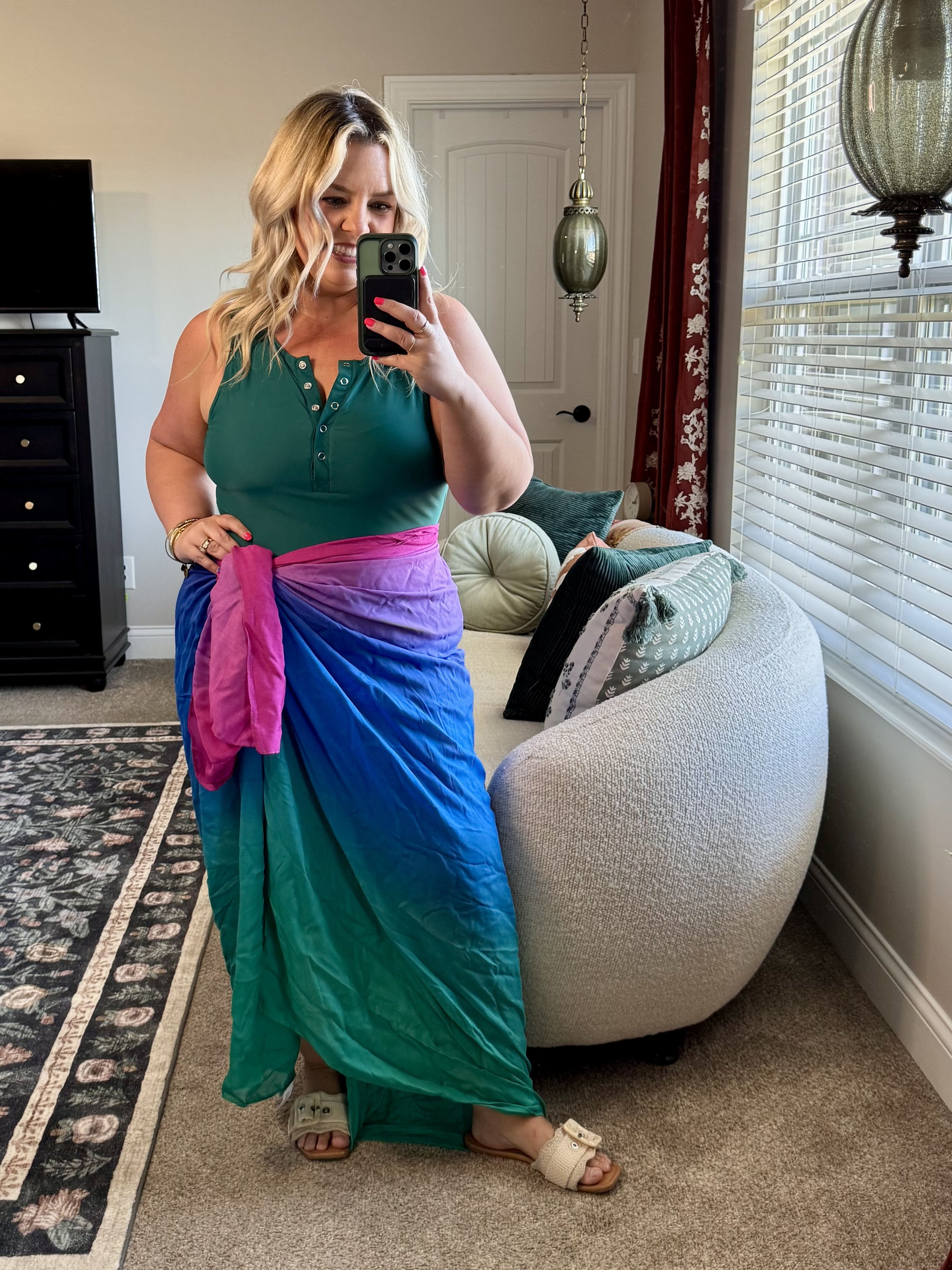Full coverage one piece bathing suit for the mom on the go! I love this sarong cover up so much! I’m size 16, wearing my usual XL

#LTKPlusSize #LTKSwim #LTKFindsUnder50