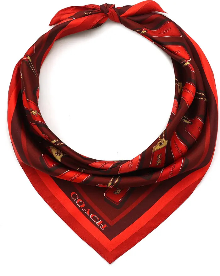 Horse & Carriage Hangtag Print Silk Square Scarf | Nordstrom