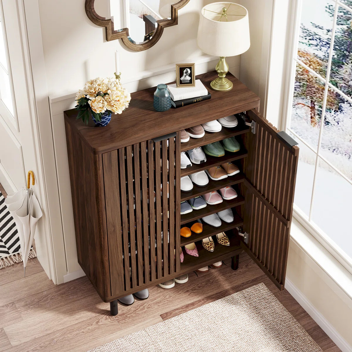 Acanthe 24 Pair Shoe Storage Cabinet with 2 Shutter Doors | Wayfair North America