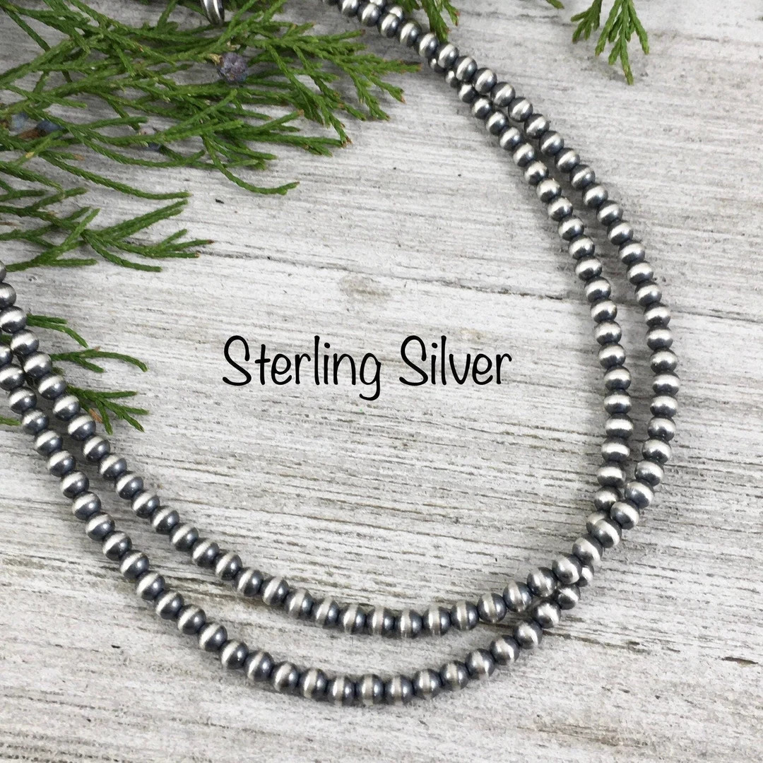 4mm Sterling Silver Bead, Necklace, Oxidized Sterling Silver, Classic Western Choker, small beads... | Etsy (US)