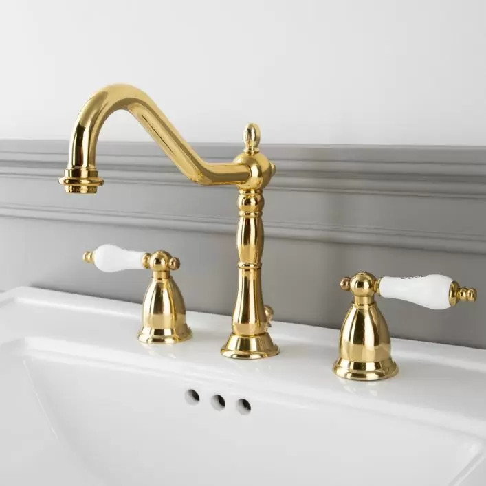 Victorian Widespread Bathroom Sink Faucet-Porcelain Lever Handles | Vintage Tub & Bath