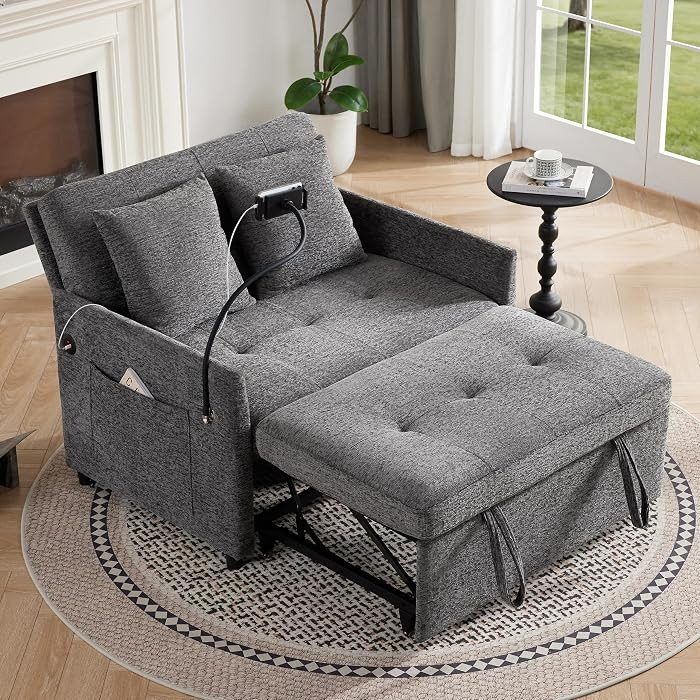 Loveseat Sleeper Sofa Convertible Sofa Bed, Pull out couch, Dark Grey | Amazon (US)