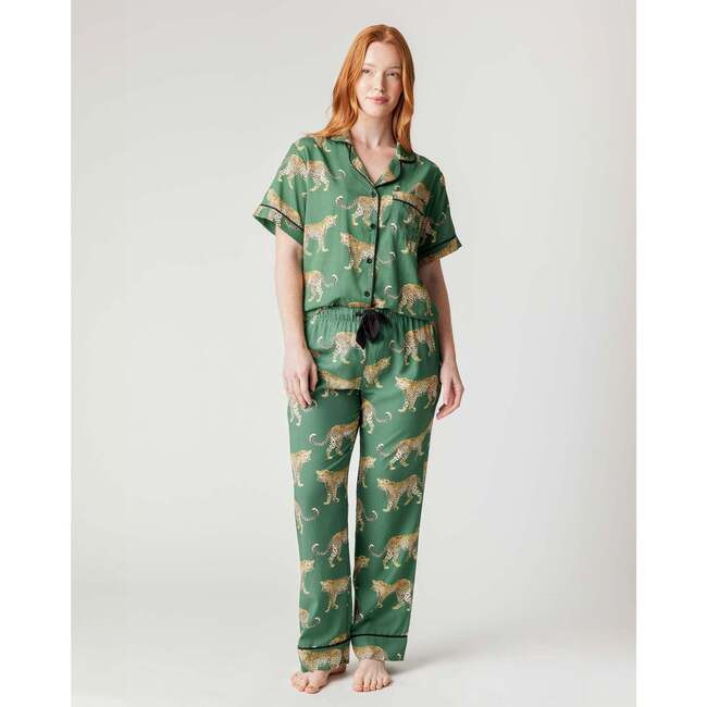 Katie Kime | Cheetahs Pajama Pants Set (Green, Size Large) | Maisonette | Maisonette