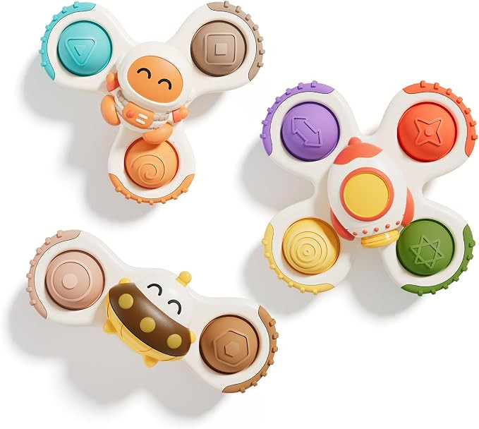 Pop Suction Cup Spinner Airplane Travel Toys for 1 Year Old Boy Girl | Novelty Spinning Tops Infa... | Amazon (US)