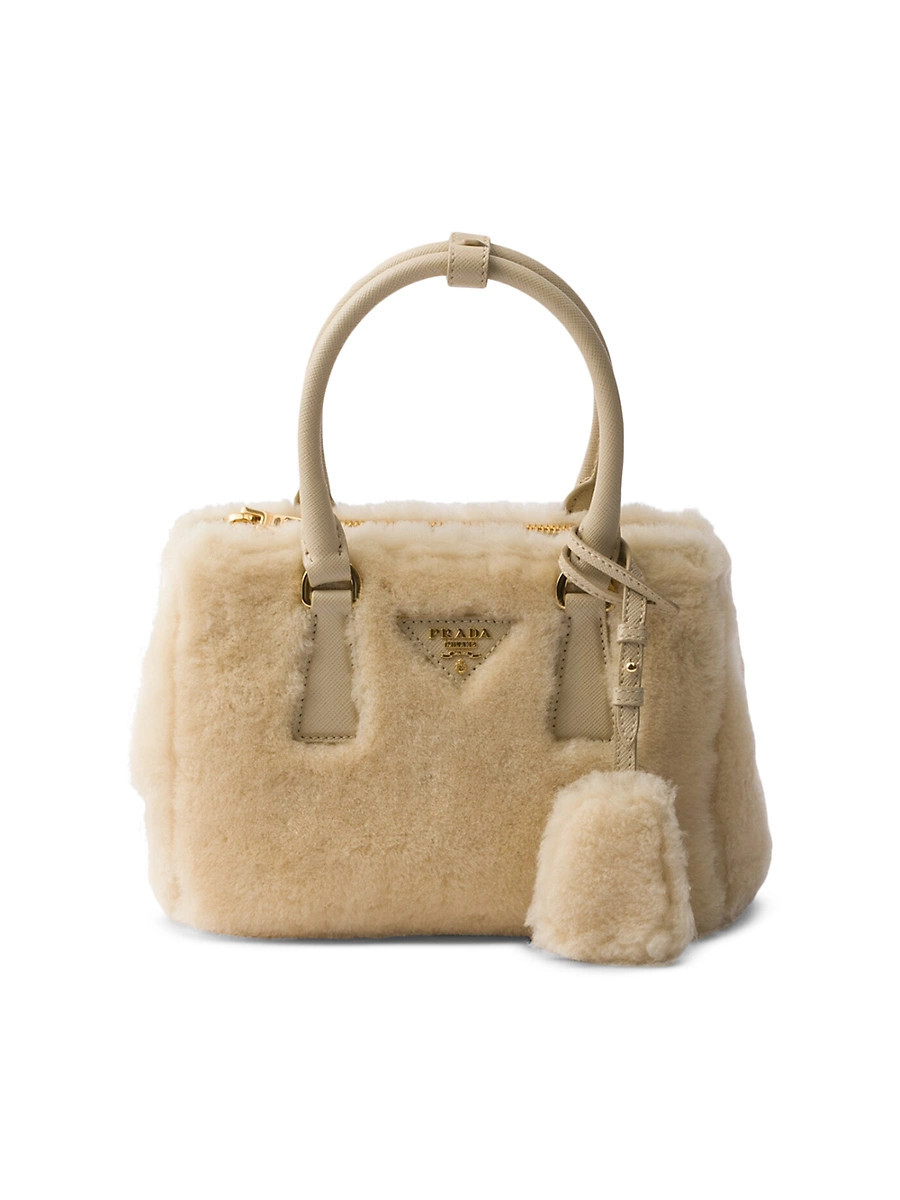 Women's Galleria Shearling Mini Top Handle Bag - Beige Khaki | Saks Fifth Avenue