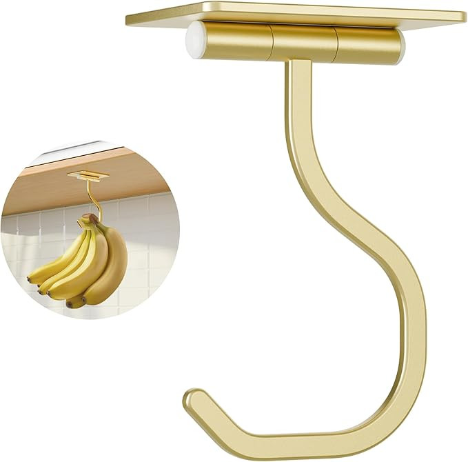 Banana Hook Under Cabinet - Adhesive Banana Hanger Under Counter, Metal Banana Holder Stand for H... | Amazon (US)