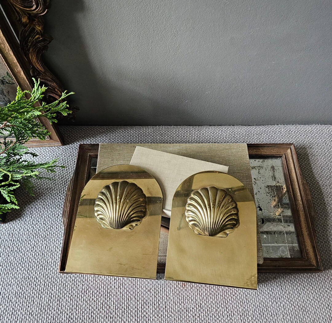 Vintage Brass Seashell Bookends - Etsy | Etsy (US)