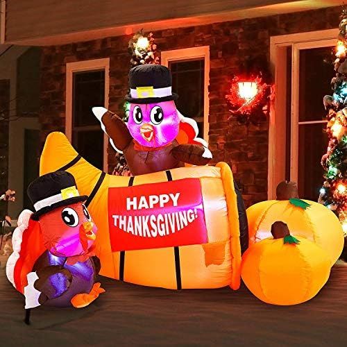 Joiedomi Thanksgiving Inflatable Decoration 6 FT Long Turkey Cornucopia Inflatablewith Built-in LEDs | Amazon (US)