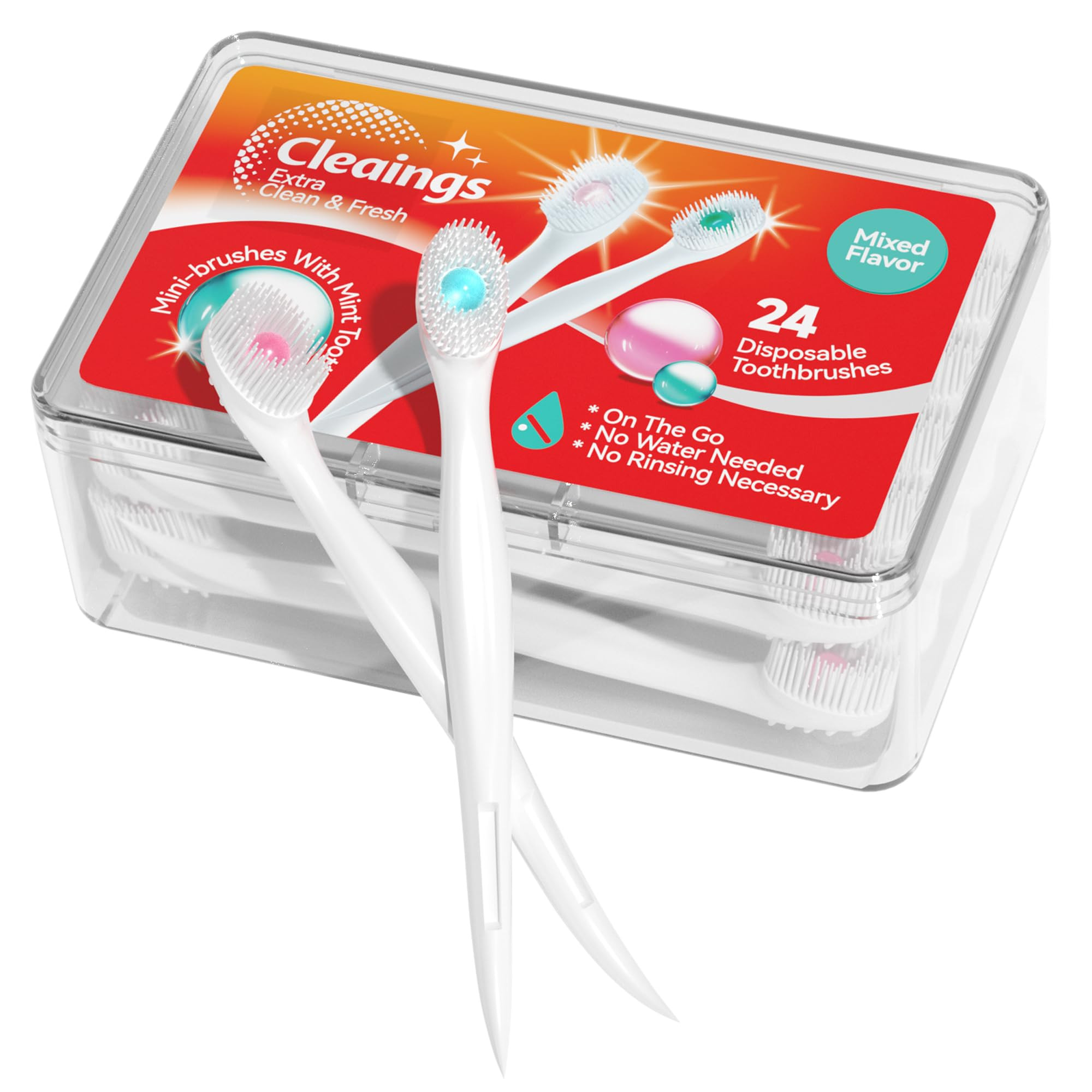 cleaings® Mini Brushes-Disposable Toothbrushes with Toothpaste and Pick for Work or Travel, 24 C... | Amazon (US)
