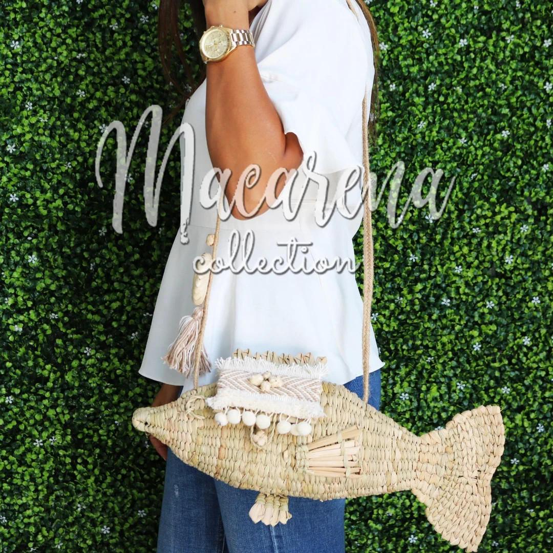 Woven Fish Palm Bag, Palm Bag, Animal Shape, Palm Fish, Mexican Palm Bag, Handmade Boho Hippie Ba... | Etsy (US)