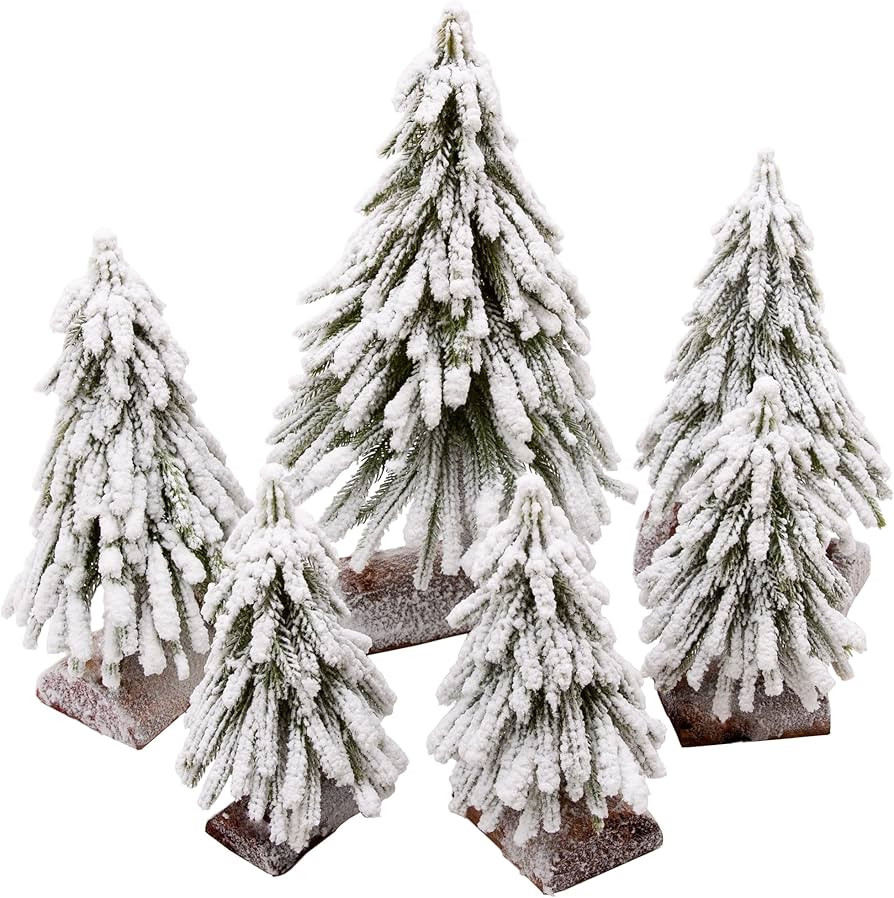 VGIA 6pcs Mini Christmas Trees Separate Tabletop Christmas Trees with Spray Snow Artificial Chris... | Amazon (US)