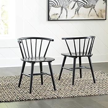 Signature Design by Ashley Otaska Modern Farmhouse Spindle Dining Chair, 2 Count, Black | Amazon (US)