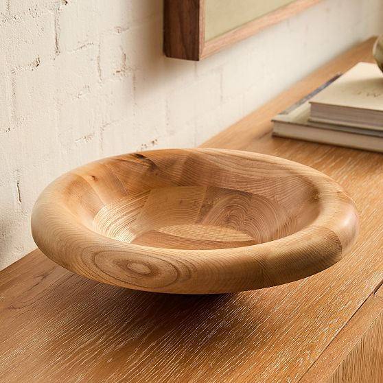 Elodie Wood Bubble Rim Bowl, Light Ash, 14in | West Elm (US)
