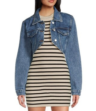 Signature 8 Long Sleeve Cropped Denim Jacket | Dillard's | Dillard's