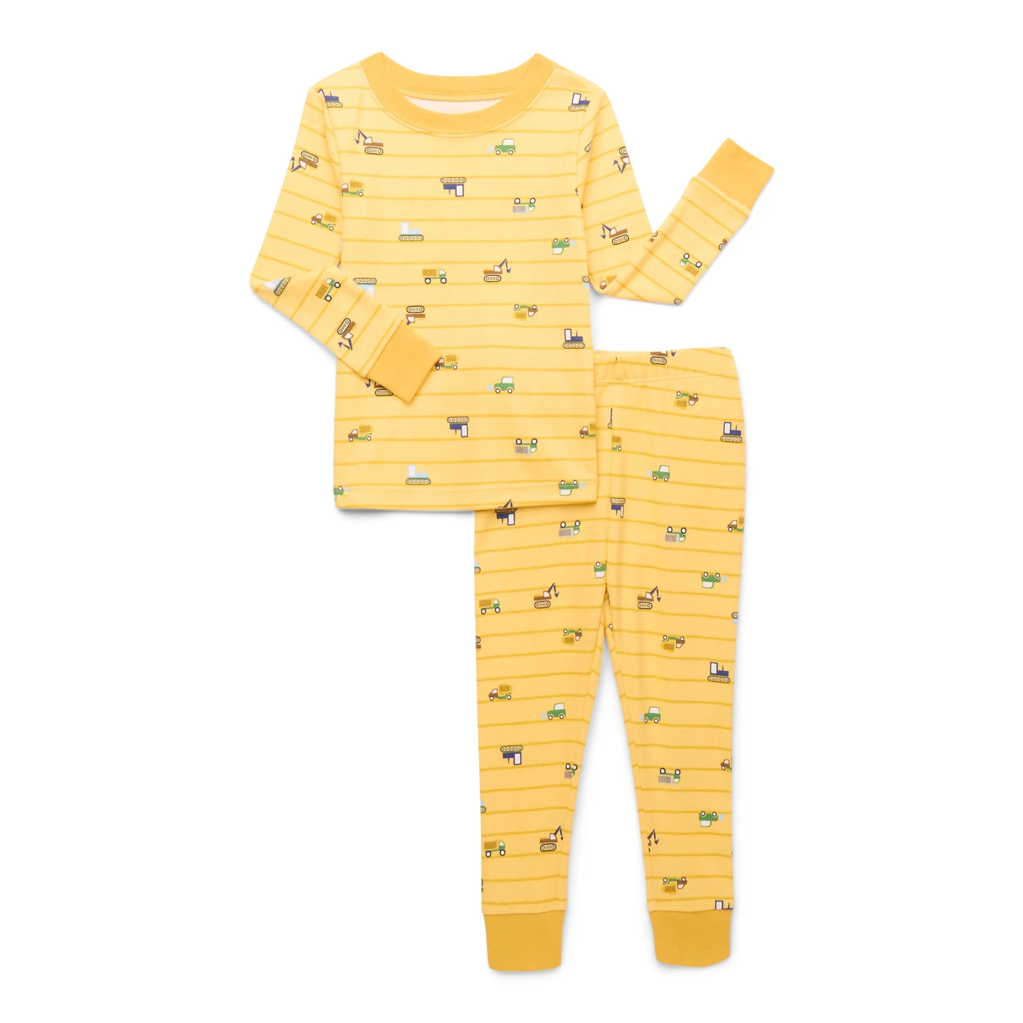 Wonder Nation Toddler Cotton Long Sleeve Sleep Tee and Pants Pajama Set, 2-Piece, Sizes 12M-5T | Walmart (US)