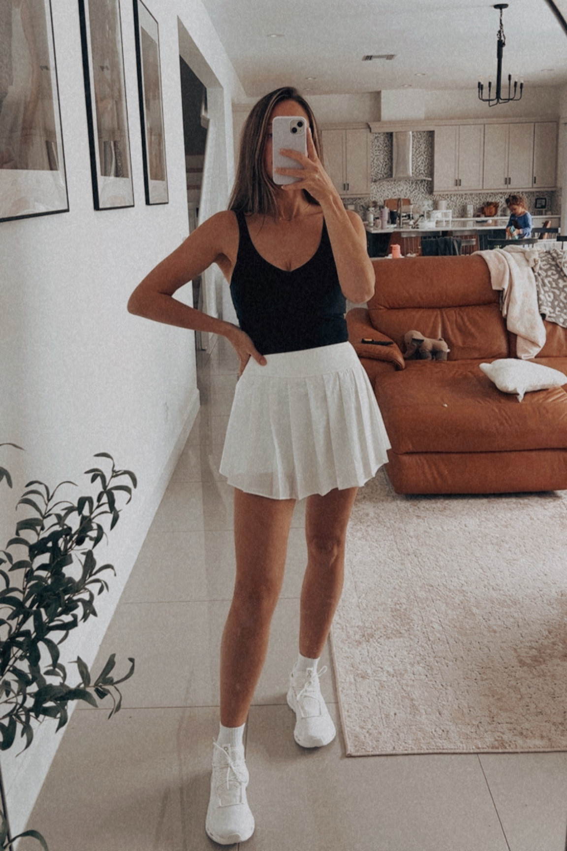 Mom fit of the day. 

Athleisure, white skort, white sneakers, on the go, what to wear, 

#LTKFallSale #LTKActive