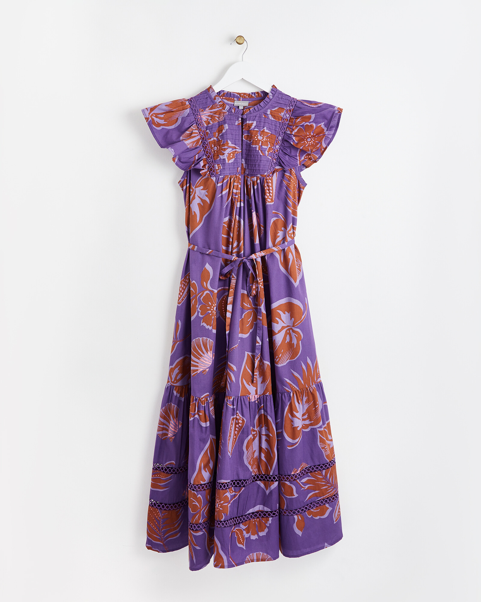 Palm Leaf Print Purple Midi Dress | Oliver Bonas | Oliver Bonas (Global)