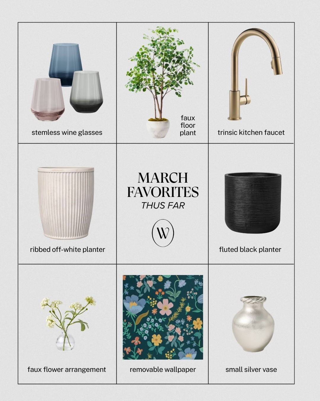 Your March favorites thus far. My personal pick is the Rifle Paper Co. removable wallpaper from PBkids! Honorable mentions go to my favorite @Target faux floor plant, as well as the kitchen faucet I always recommend. 

#LTKHome #LTKSeasonal #LTKKids