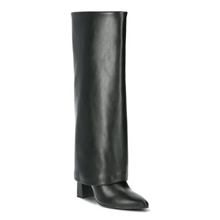 Scoop Women s Faux Leather Tall Cuff Boots | Walmart (US)