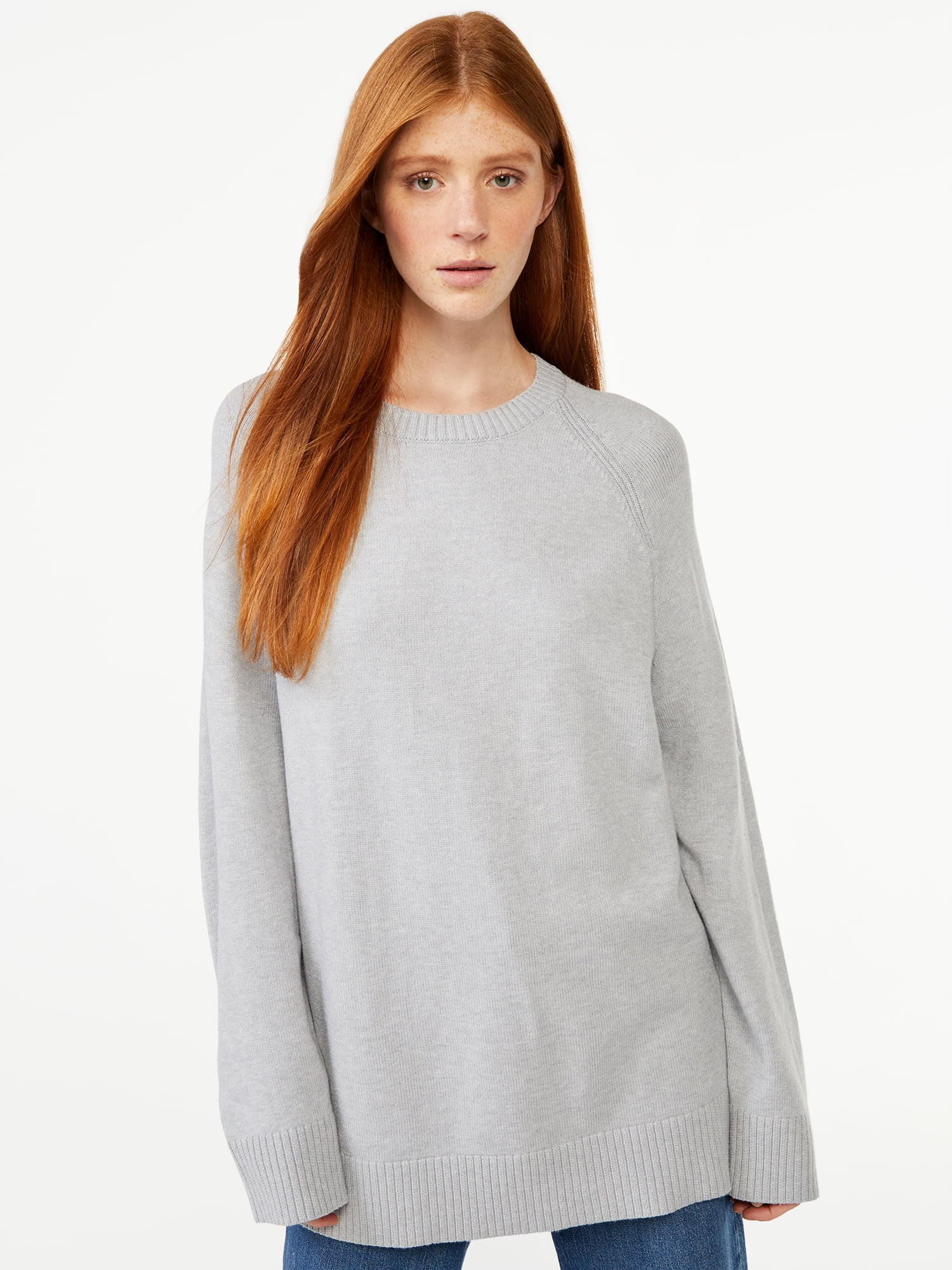 Free Assembly Women's Tunic Sweater with Long Raglan Sleeves, Midweight - Walmart.com | Walmart (US)