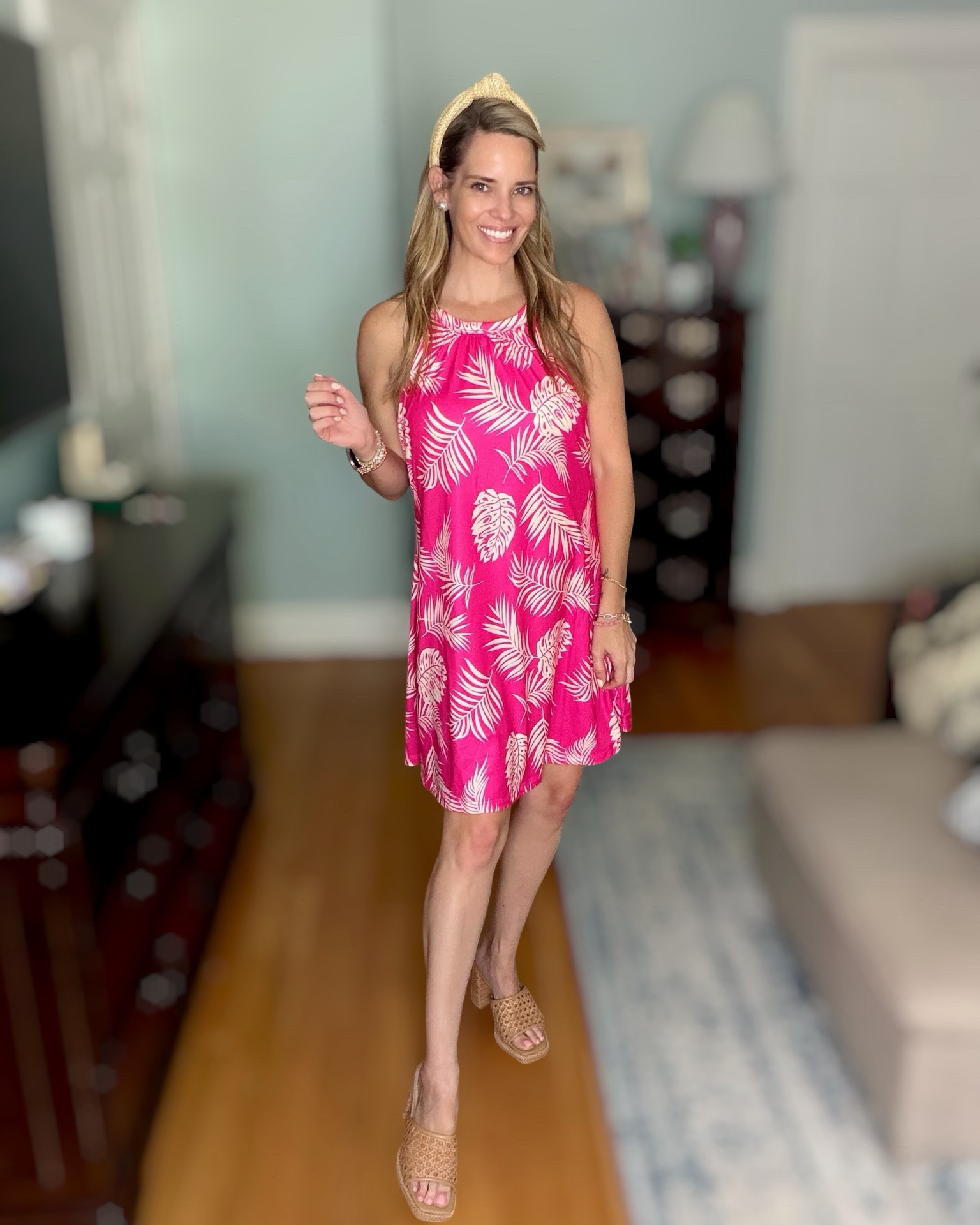 Amazon Pink Palm Dress with Built-In Bra 🌴💗

This hot pink palm print dress is the definition of easy summer style! ☀️ I love that it has a built-in bra, so you can skip the extra layers while still feeling supported and comfortable. The breezy swing silhouette keeps you cool, making it perfect for beach vacations, brunch, poolside lunches, cruises, or everyday summer wear.

I paired it with my favorite raffia platform sandals, a woven headband, pearl earrings, stacked bracelets, and an Apple Watch band that ties the whole look together. These versatile accessories will mix and match with so many outfits all season long! 🌴✨

If you’re looking for an affordable Amazon find that looks polished, packs easily, and keeps you comfortable in the heat, this dress is such a great one to grab.

summer dress, built in bra dress, Amazon fashion finds, vacation outfit, beach vacation style, resort wear, tropical print dress, pink summer dress, affordable summer outfit, casual sundress, raffia sandals, woven headband, pearl jewelry, women’s vacation outfits, over 40 style, effortless summer fashion, cruise outfit, warm weather style

#LTKOver40 #LTKPetite #LTKootd