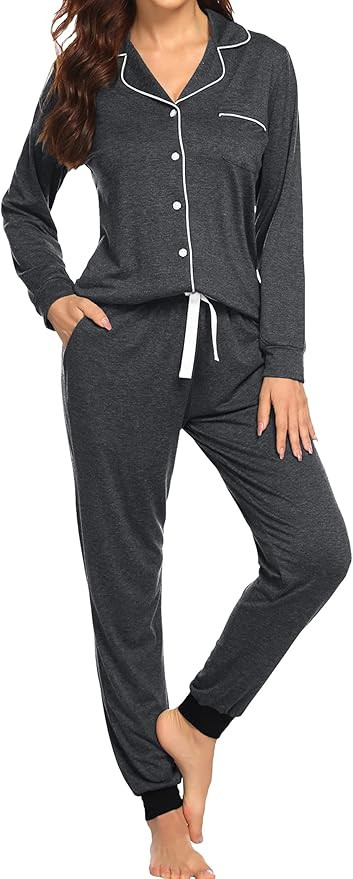 Ekouaer Pajamas Set Long Sleeve Sleepwear Womens Button Down Nightwear Soft Pj Loungewear Sets wi... | Amazon (US)