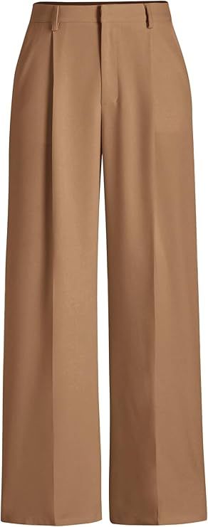 PRETTYGARDEN Women's Wide Leg Suit Pants Loose Fit High Elastic Waisted Business Casual Long Trou... | Amazon (US)